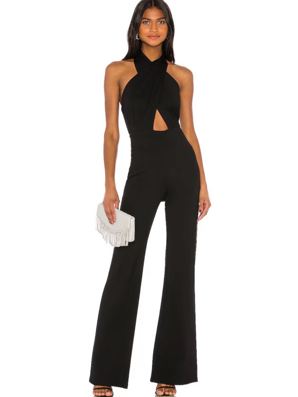 Amanda Uprichard Black Halter Cutout Jumpsuit